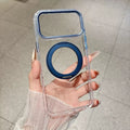 Armor Standlı Premium Sararmaz Şeffaf iPhone Kılıfı Mavi