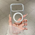 Armor Standlı Premium Sararmaz Şeffaf iPhone Kılıfı Gümüş