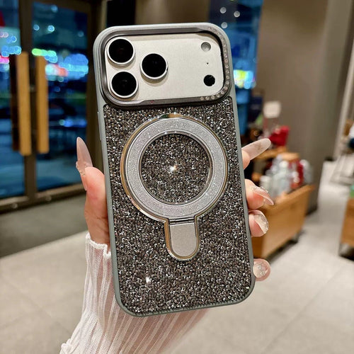 Bling Full Taşlı Standlı Magsafe Özellikli Kılıf