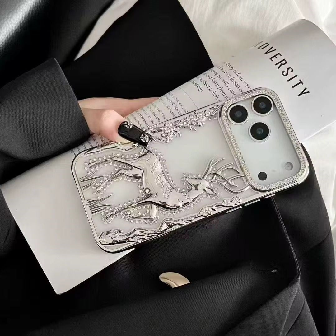 Elite Deer Parlak Taşlı Silikon Telefon Kılıfı