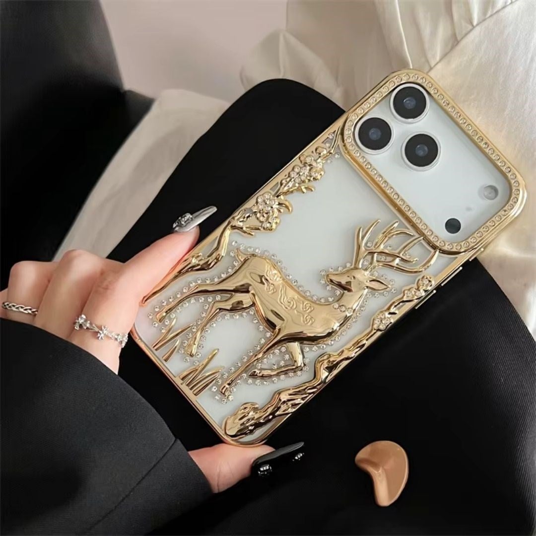 Elite Deer Parlak Taşlı Silikon Telefon Kılıfı