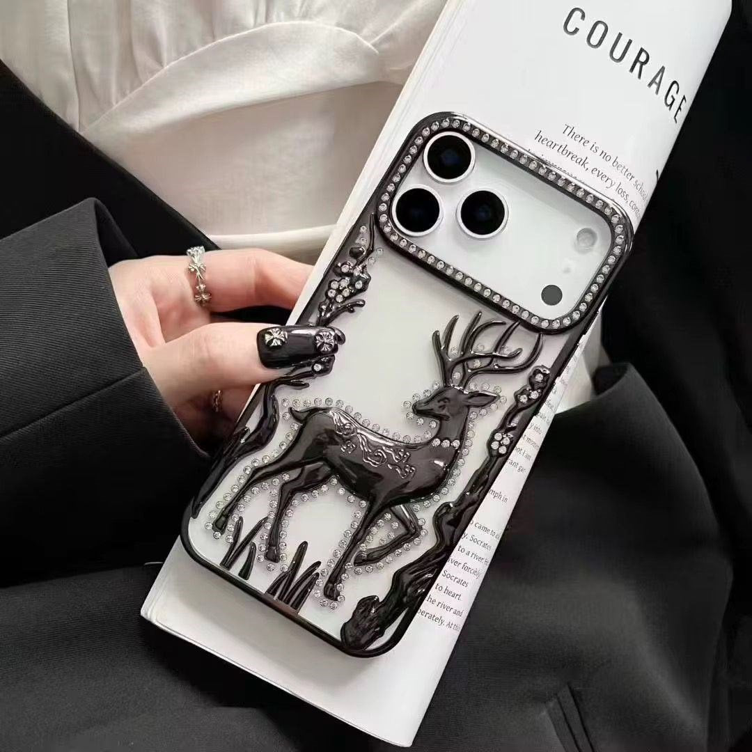Elite Deer Parlak Taşlı Silikon Telefon Kılıfı