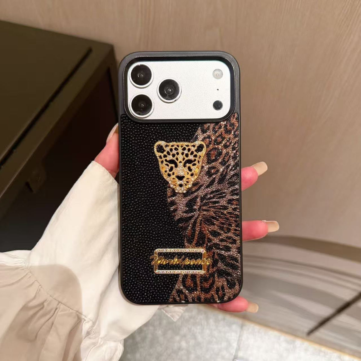 Luxury Leopar İnci Motifli Kılıf