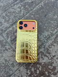 Luxury Snake Deri Görünümlü Kılıf - Gold
