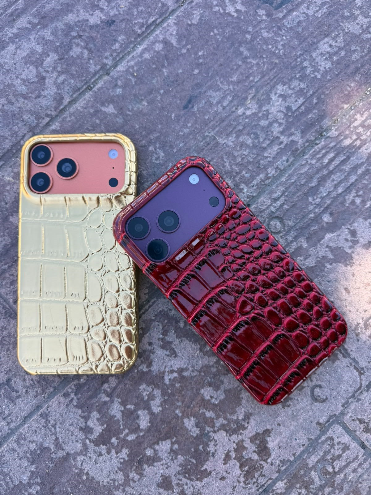 Luxury Snake Deri Görünümlü Kılıf - Gold