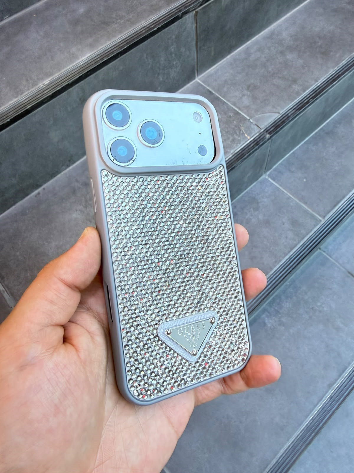 PRD Taşlı Luxury iPhone Kılıfı - Kahve