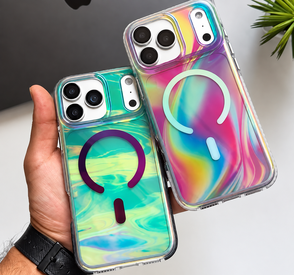 Puloka Luxury Hologramlı Magsafe Özellikli Kılıf - Beyaz