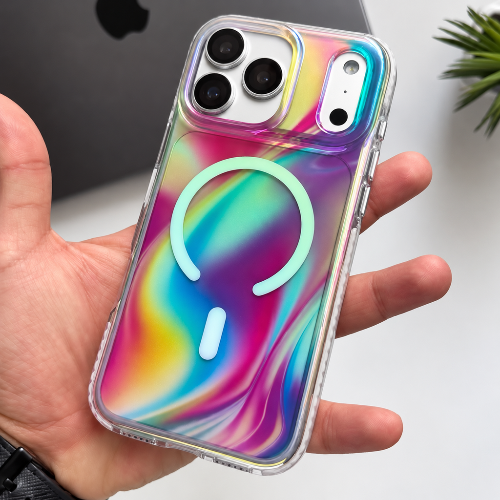 Puloka Luxury Hologramlı Magsafe Özellikli Kılıf - Yeşil
