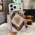 Queen Leopard Tasarımlı Korumalı İnci Taşlı Kılıf