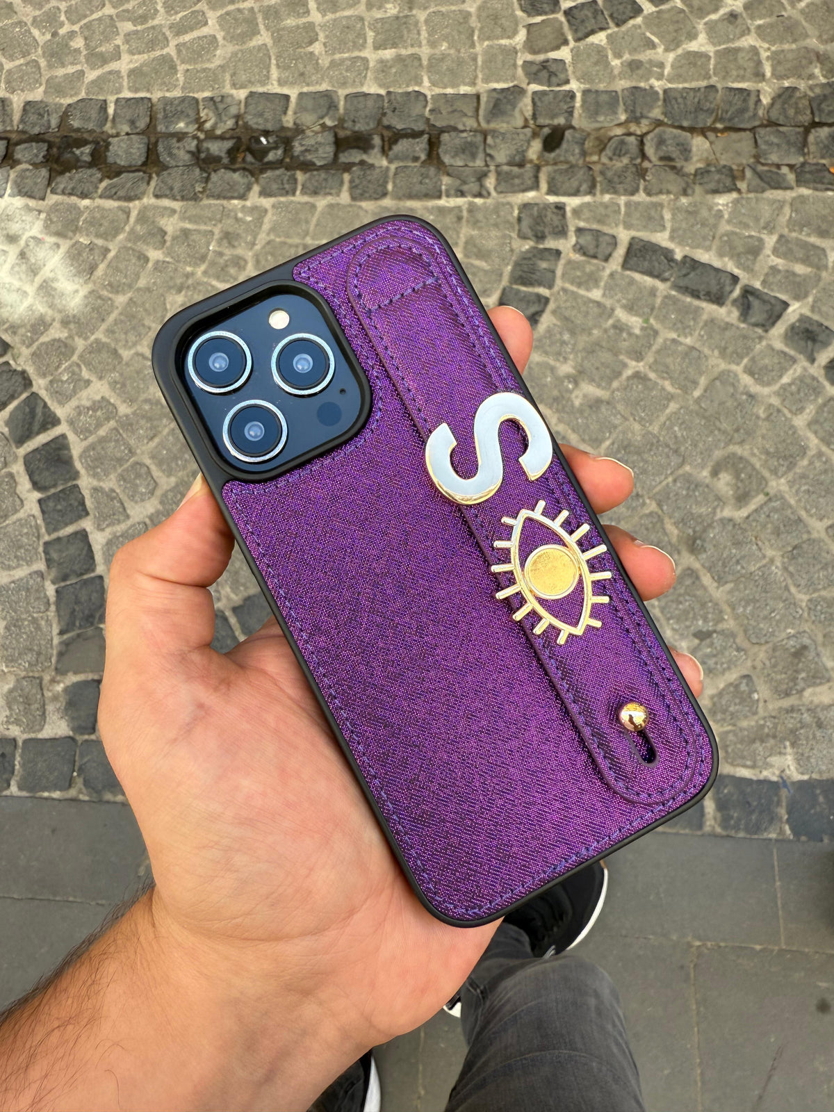 MyPhoneCase Kişiye Özel El Geçmeli Premium Telefon Kılıfı ve 2 adet metal aksesuar (harf veya sembol) - Mor